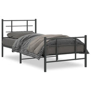 Letto singolo | Letto per adulti | Giroletto con Testiera e Pediera Metallo Nero 90x200 cm