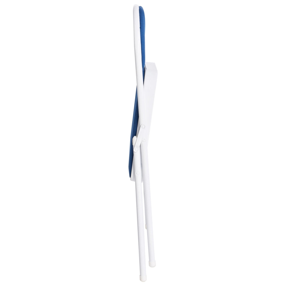 Set 4 Sedie Pieghevoli in Metallo blu e bianco sedile e schienale imbottiti