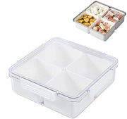 Contenitori alimentari con coperchi, organizzatore da tavolo da cucina ripiegabile per frigorifero, piatto da servire diviso con 4 o 5 contenitori rimovibili per cucina domestica o ristorante (quadrato)