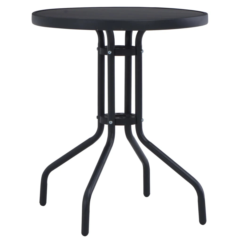 Tavolo da Giardino Nero 80 cm in Acciaio e Vetro cod mxl 34254
