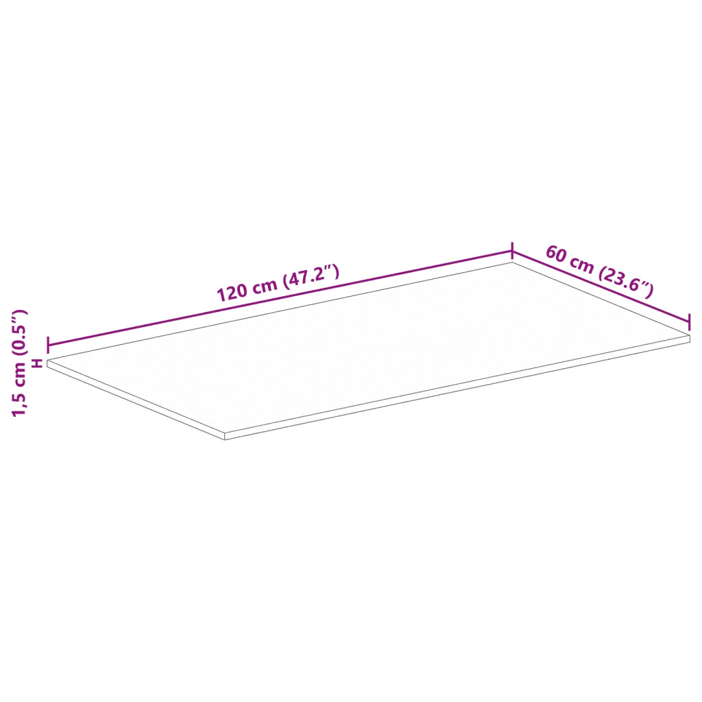 vidaXL Piano per Tavolo 120x60x1,5 cm Rettangolare Legno Mango Grezzo
