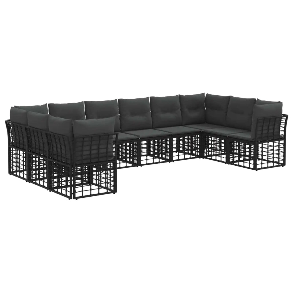 Set di divani da esterno Nero e Grigio scuro Poliestere