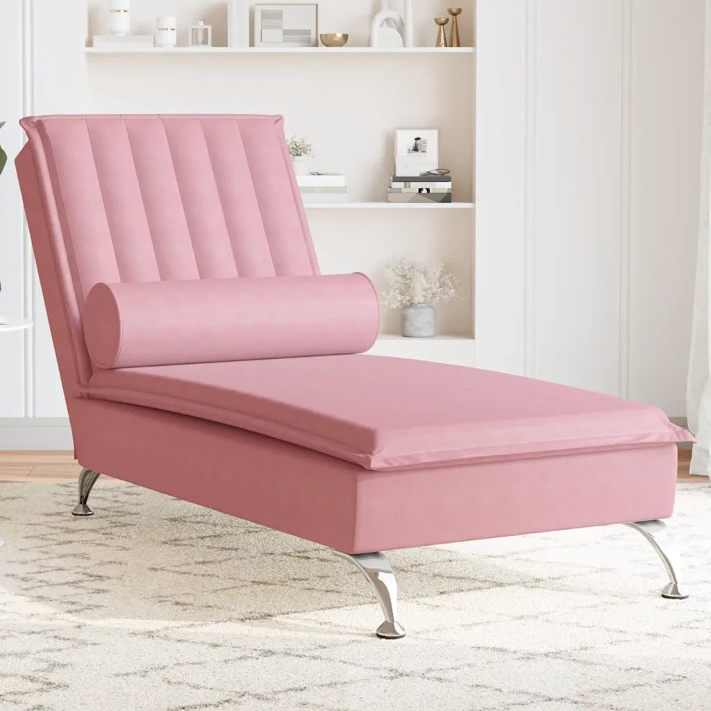 Chaise Longue Massaggi con Cuscino a Rullo Rosso in Velluto CFW8604566