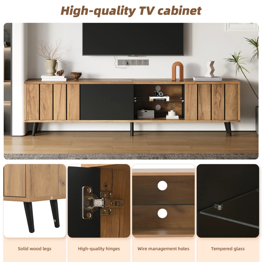 Mobile TV con 3 ante e 3 vani; per soggiorno; in truciolare e vetro temperato; 175×31.5×45 cm