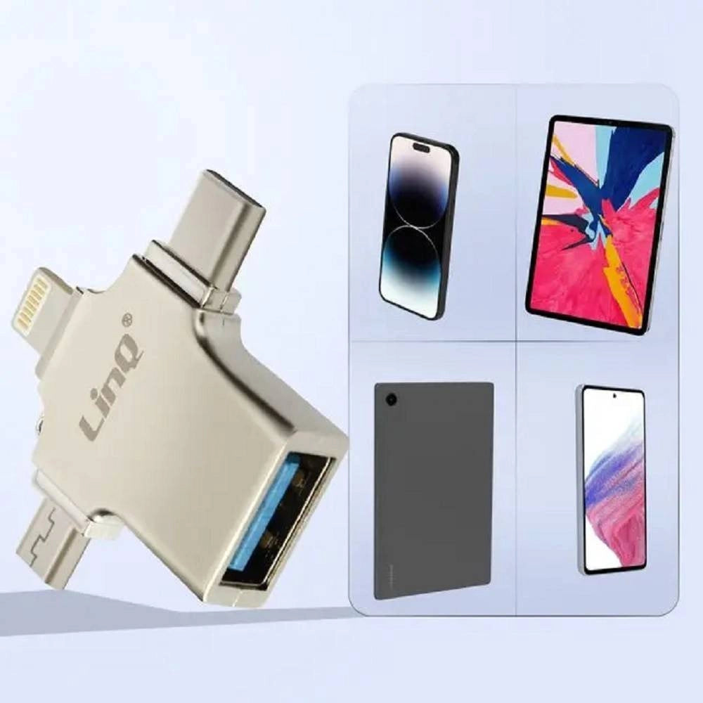 Trade Shop - Adattatore Otg 3in1 Da Lightning Type-c Micro Usb A Usb Femmina 100 Mbps Otgu940 -