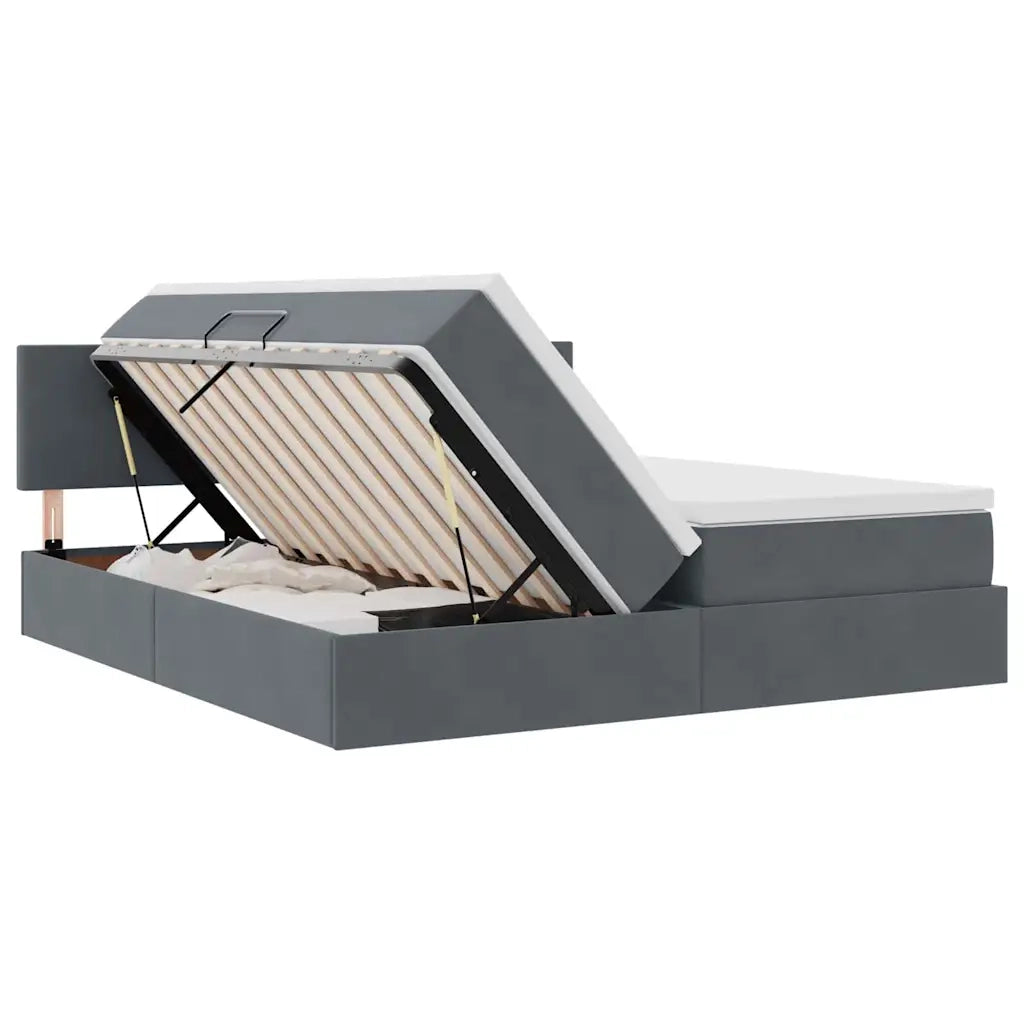 Letto con strisce LED Grigio scuro 200 x 200 cm Velluto 3371604