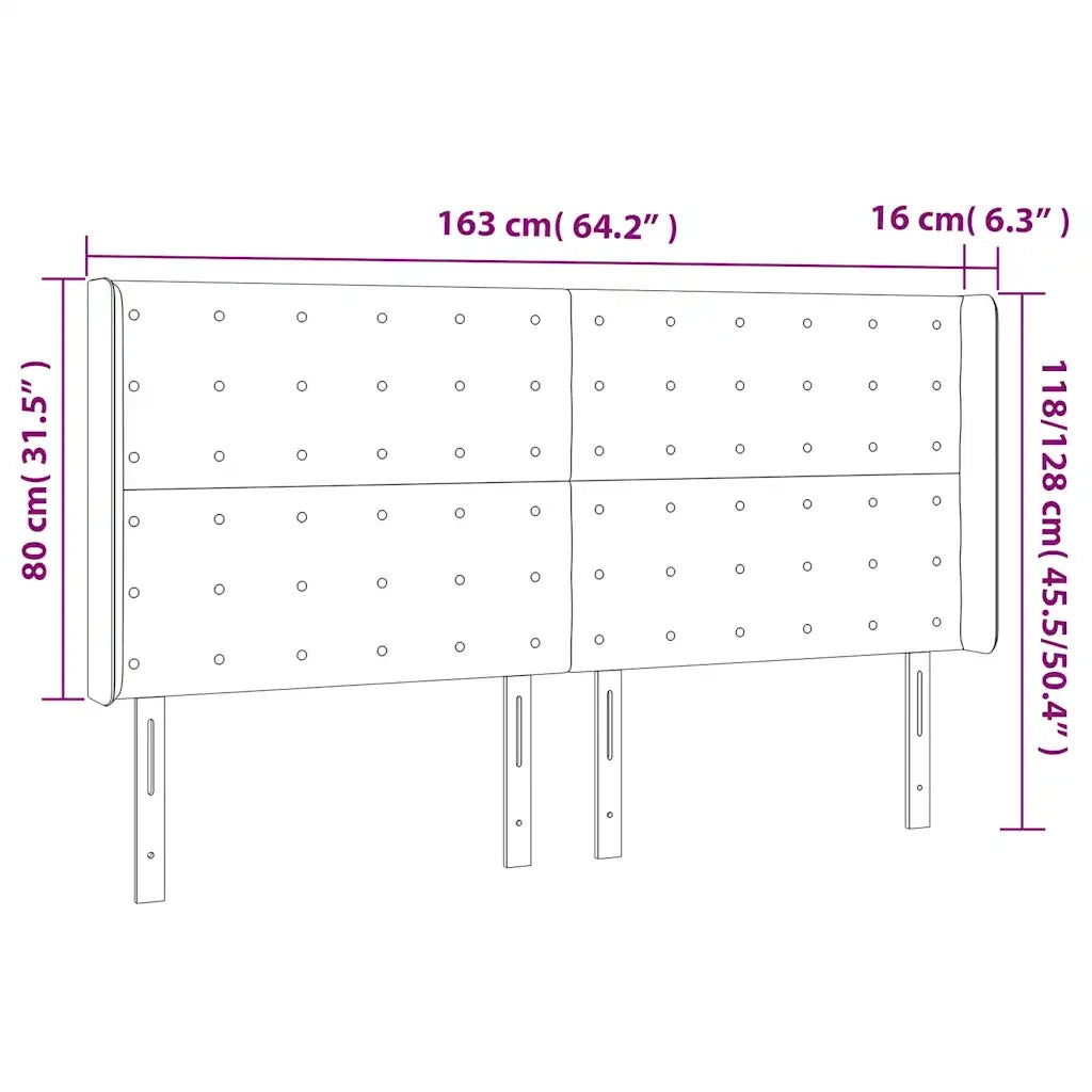 Testiera | Testata a LED Blu Scuro 163x16x118/128 cm in Velluto