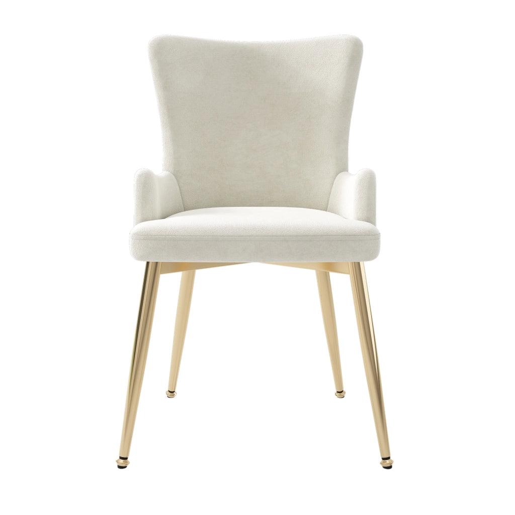 Set di 6 sedie in velluto con gambe in metallo beige