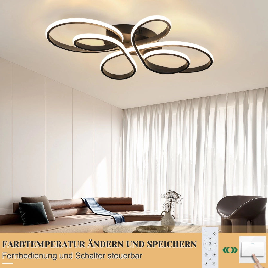ZMH Lampada da soffitto LED grande dimmerabile 100 cm 90W moderna per soggiorno