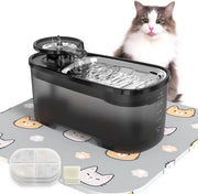 Fontaniera per animali 2,5 l - Fontaniera silenziosa con filtro attivo a carbone - Serbatoio d'acqua nero trasparente - Adatta a più animali domestici