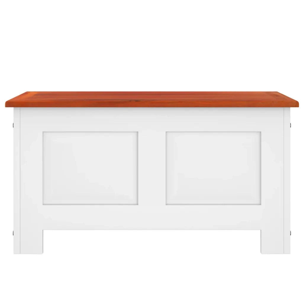 Cassapanca con Coperchio Marrone e Bianco Legno Massello Acacia 364918