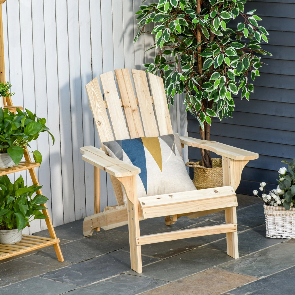 Sedia Adirondack in legno impermeabile; schienale alto e braccioli; comoda sedia da giardino