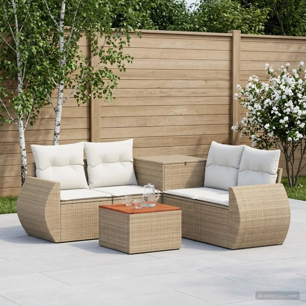 Set di divani 6 pz Beige e Bianco Crema 3447524