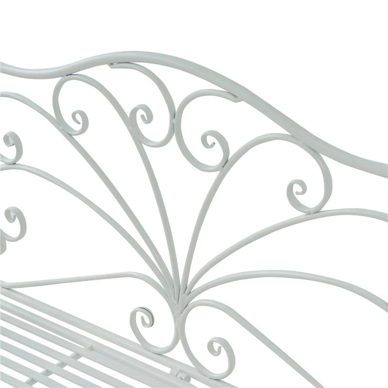 PANCHINA IN FERRO BIPOSTO DA GIARDINO STILE ROMANTICO 109.5X51X95.5 CM BIANCO