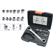 Trade Shop - Set 7 Chiave A Cricchetto Reversibile Esagonali 14-19mm 5 Innesti 6-19mm -