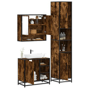 Set Mobili da Bagno 3 pz Rovere Fumo in Legno Multistrato 3301117
