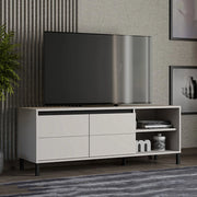 Cigno, Mobile Porta tv 2 Ripiani, 138x40x52h cm Bianco Crema