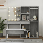 Set Tavolo da Toeletta con LED Grigio Sonoma Legno Multistrato 3114105