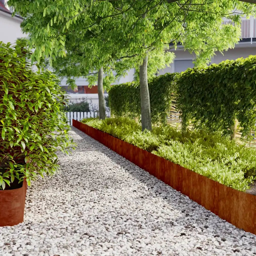 Bordure per Prato 10 pz 25x103 cm Flessibili in Acciaio Corten