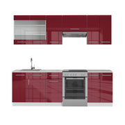 Cucina componibile Fame-Line Bordeaux lucido/Bianco 240 cm, PL Marmo Vicco