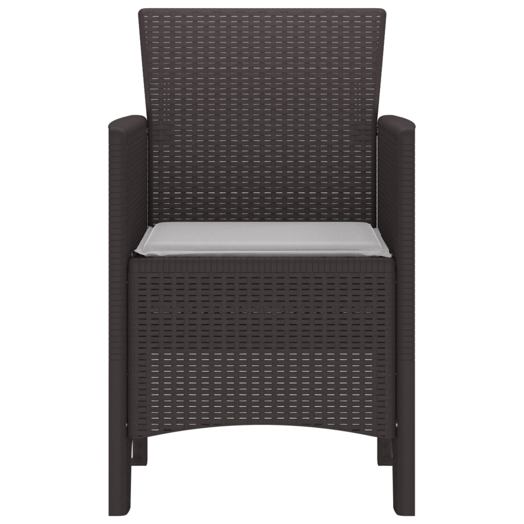 Sedie da Giardino con Cuscini 2 pezzi Marrone Polyrattan