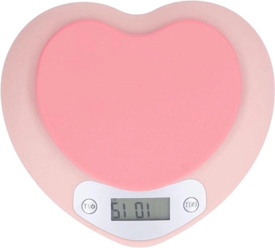 Peso Digitale Preciso per Cucina 5kg - Casa - Forma Cuore - Ricaricabile - Bilancia Cibo - Cucina Cottura.