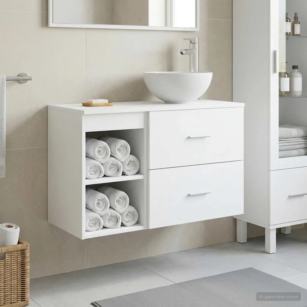 Set di mobili per il bagno 2 pcs Bianco Legno ingegnerizzato 3403864