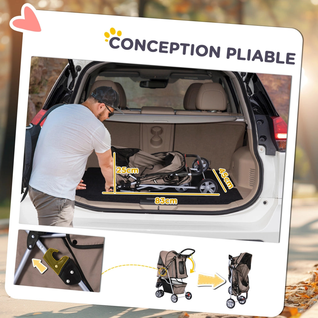 Carrello pieghevole per animali ¨C zephmum ¨C marrone 75x45x97 cm