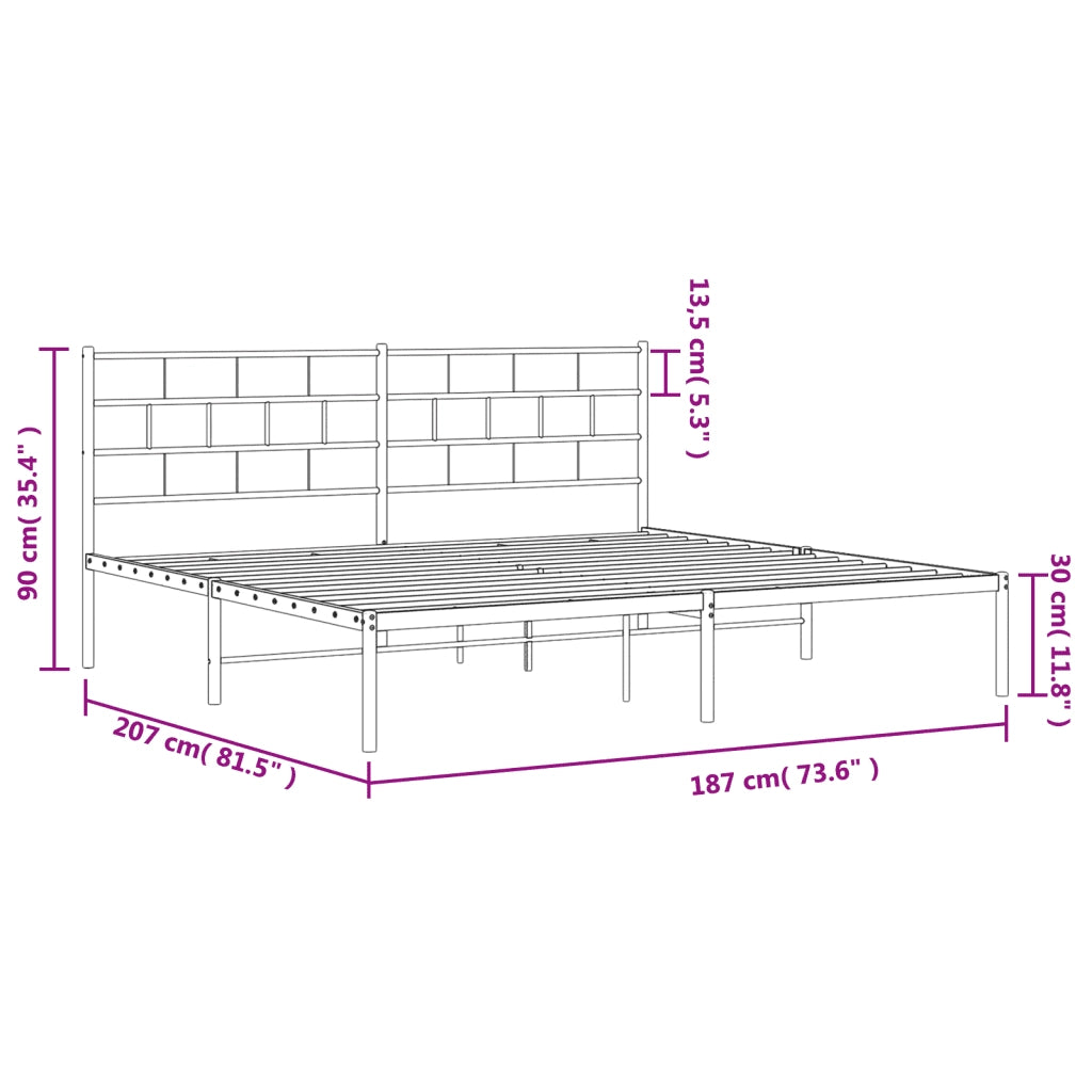 Giroletto con Testiera-Struttura Letto con testiera Metallo Bianco 180x200 cm 377826
