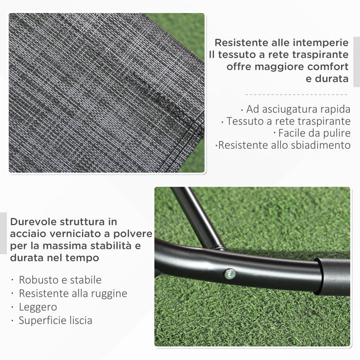 Sedia Sdraio a Dondolo Zero-Gravity da Esterno Impermeabile 155x61x88 cm con Poggiatesta Grigio