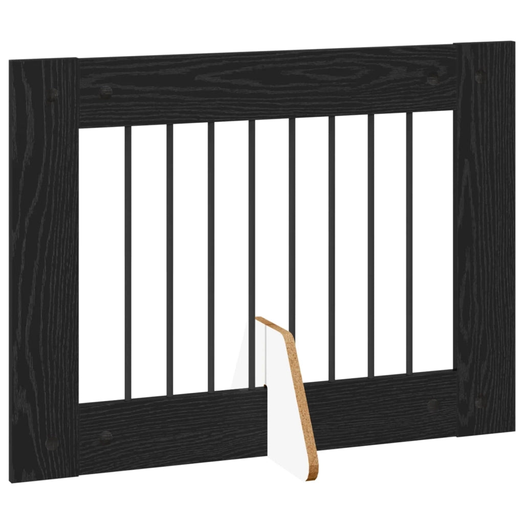 Cancello per cani con supporti 6 pz Rovere Nero 80 x 60 cm CFW7705827