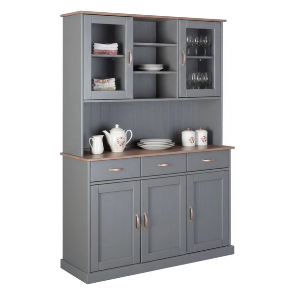 Madia Castana, Credenza 3 Cassetti, 131x45x191h cm Grigio