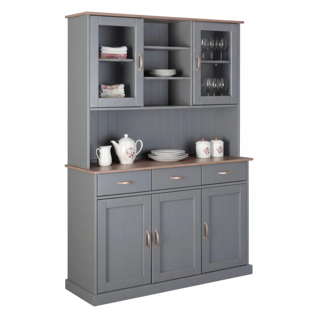 Madia Castana, Credenza 3 Cassetti, 131x45x191h cm Grigio