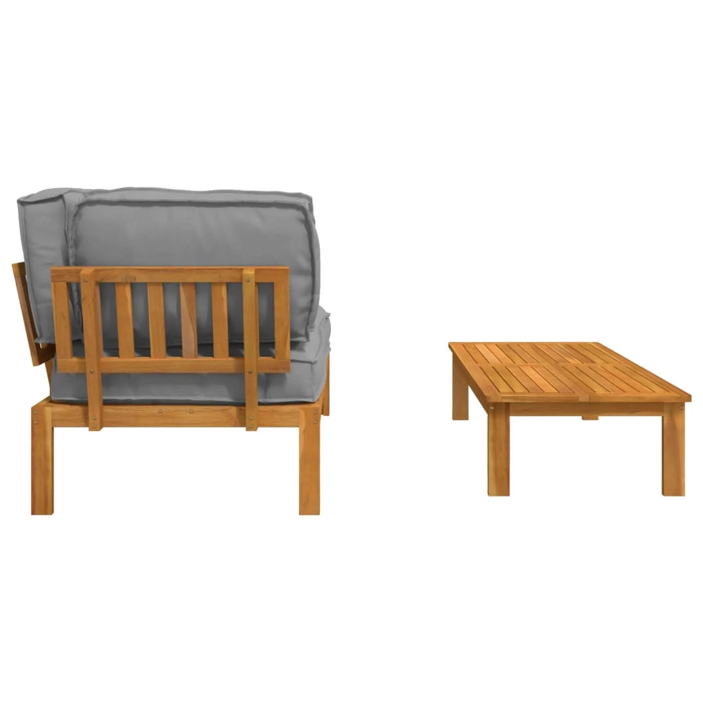 Set di divani con cuscino 2 pcs Grigio Legno di Acacia Massello