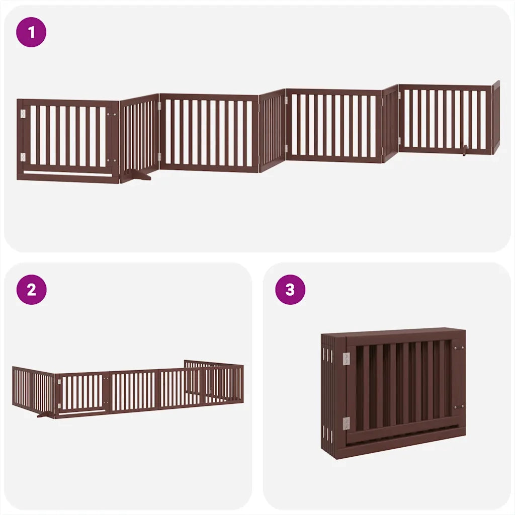 Cancello Cani Porta Pieghevole Marrone 8 Pannelli 640cm Pioppo CFW6843320