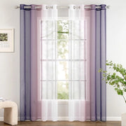 Set di tende a due colori trasparenti con anelli per camera da letto e soggiorno, 140 x 260 cm, Blu