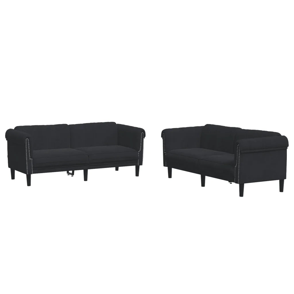 Set di Divani 2 pz Nero in Velluto