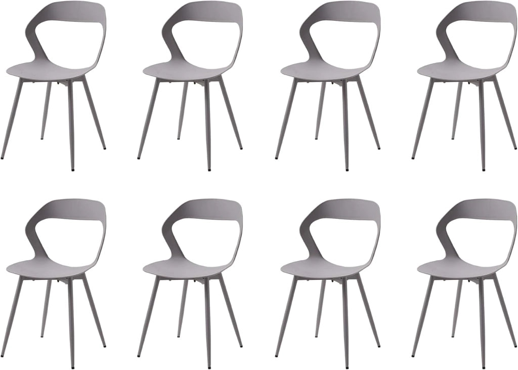GrandCA HOME Set di 4 Sedie da Pranzo o Sedia da Ufficio con Gambe in Metallo, Sedie da Cucina per Soggiorno, Sala da Pranzo, Sala Riunioni, Grigio+Nero