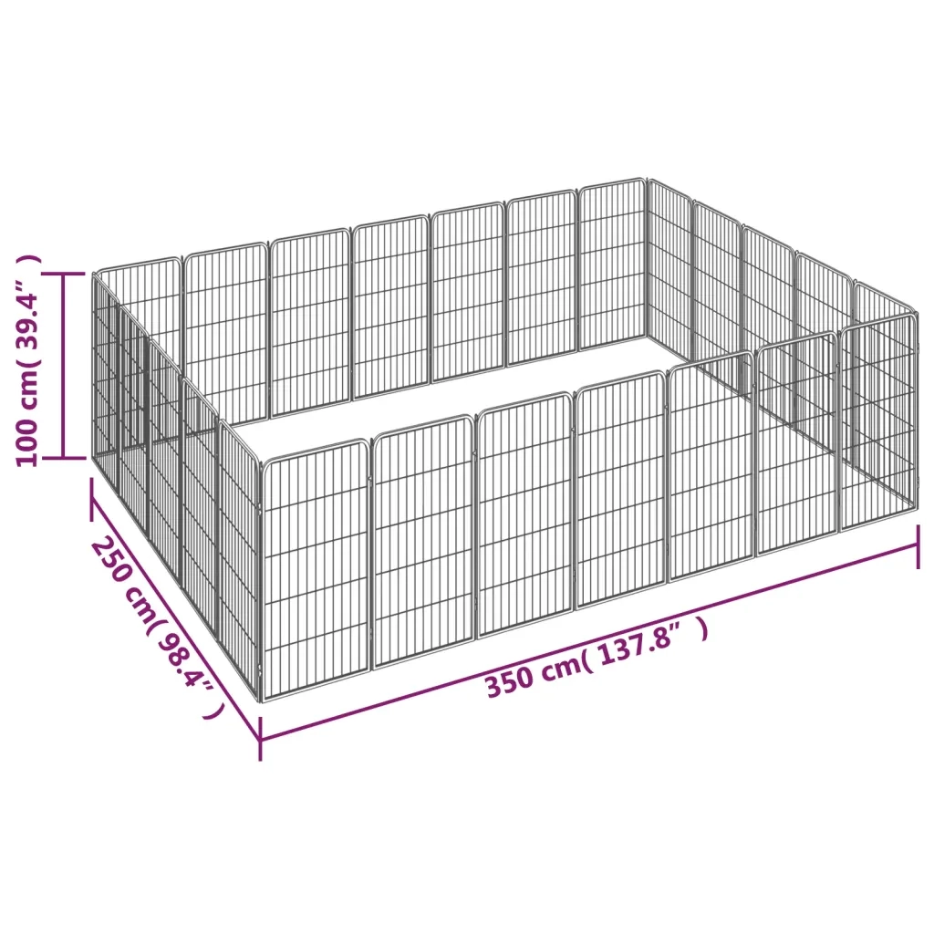 Box Cani 24 Pannelli Nero 50x100 cm Acciaio Verniciato Polvere cod mxl 44460