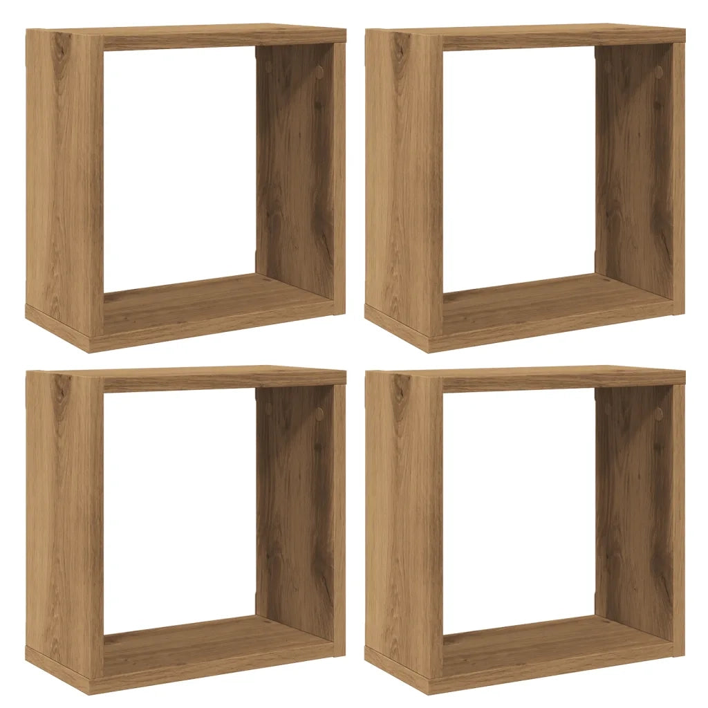 Mensole Parete a Cubo 4 pz Artigianale 30x15x30 cm Truciolato 856580