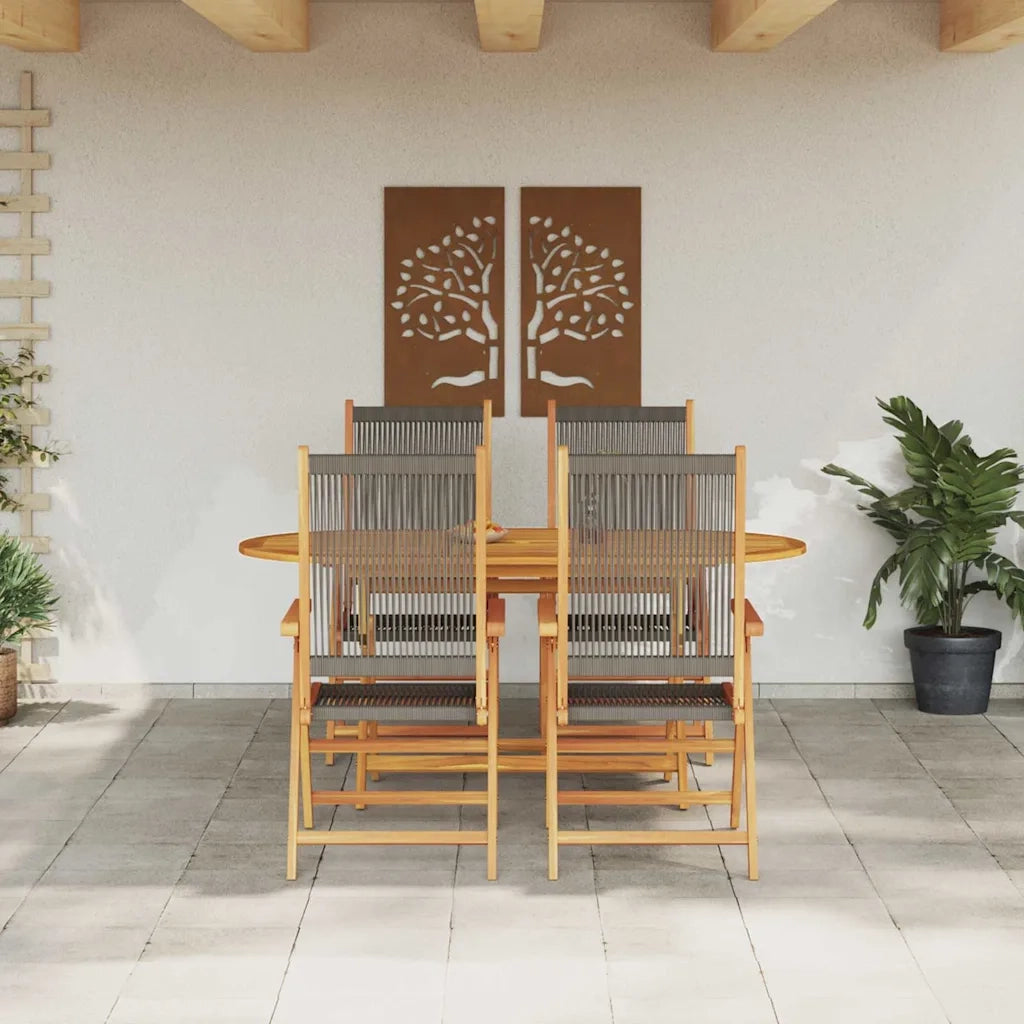 Set da Pranzo per Giardino 5 pcs Grigio
