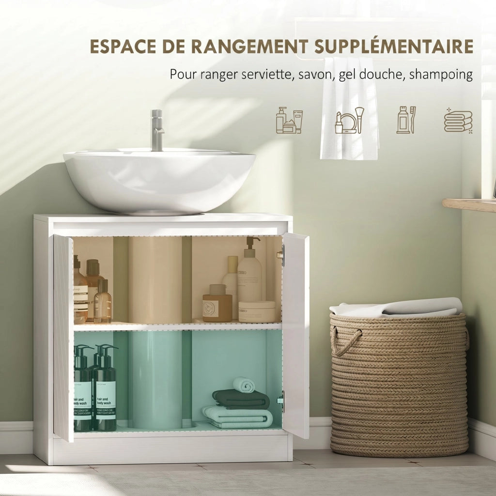 Mobile sottolavabo bagno con 2 ante e ripiano, 60x30x60 cm, bianco