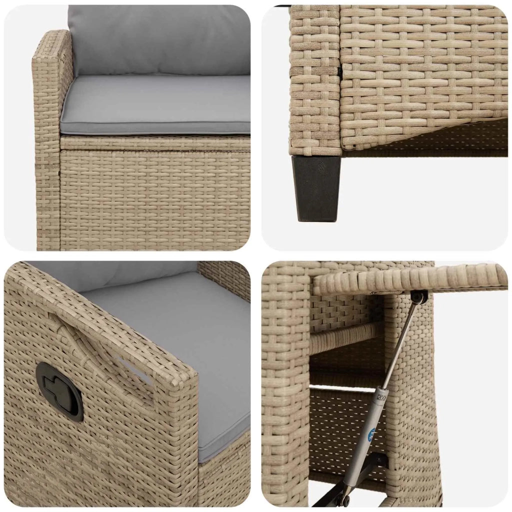 Sedia da giardino reclinabile Beige e Grigio Chiaro polyrattan 42026843