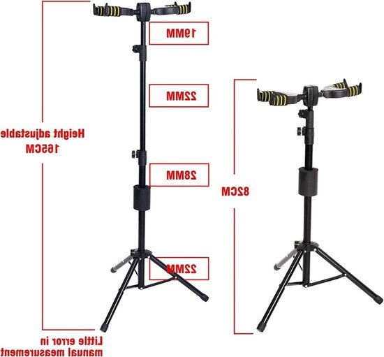 Sostegno regolabile per chitarra con sistema di blocco automatico - supporto pieghevole - con supporto per collo - per tre strumenti - accessori per chitarra acustica - ukulele - violino.