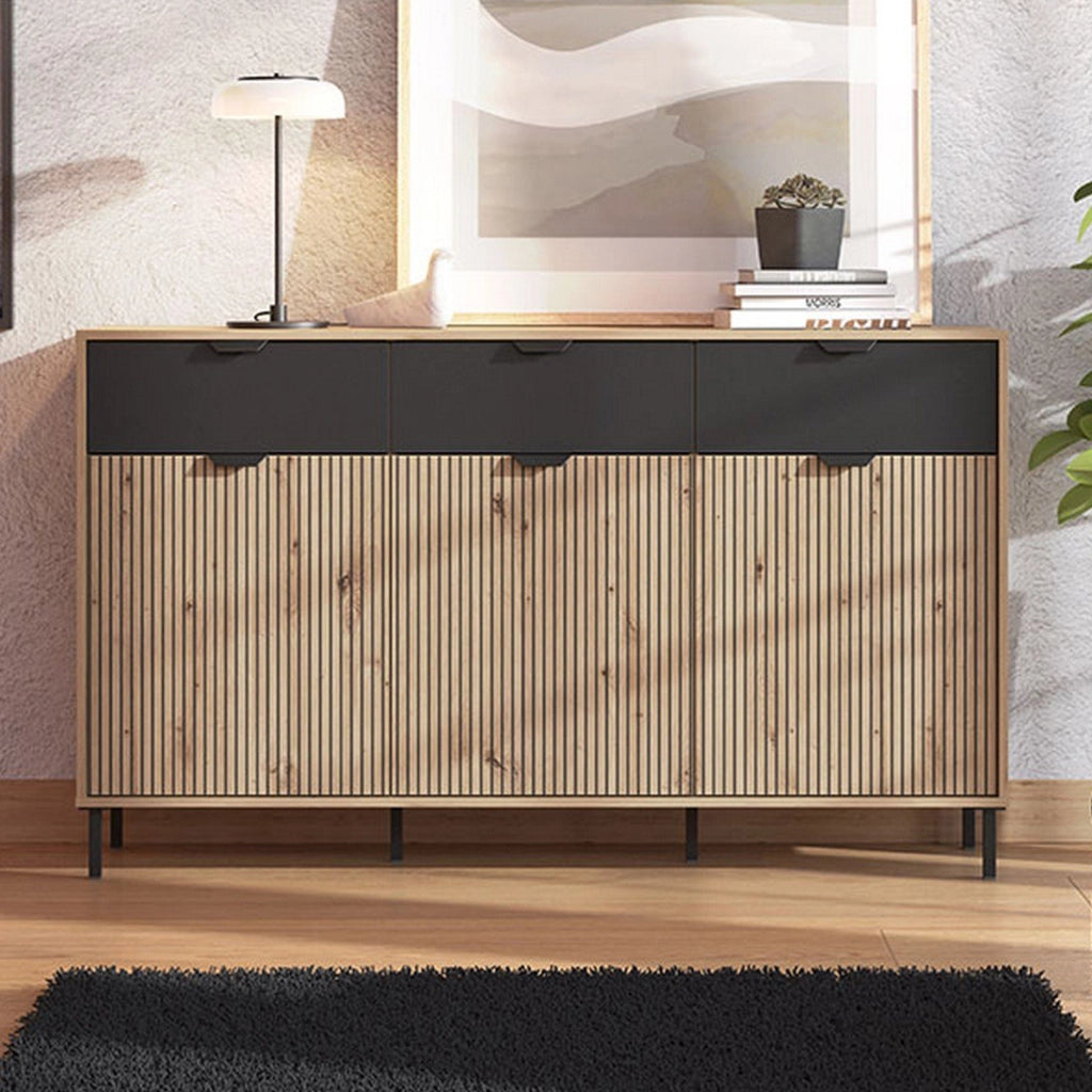 Madia Robbio, Credenza 3 Cassetti, 157x40x92.5h cm Marrone Rovere Nodi