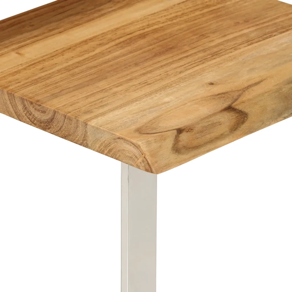 Tavolini a Incastro 3 pz Bordi Vivi in Legno Massello di Acacia 372761