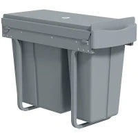 Cestino sotto lavello con 2 contenitori per riciclaggio estraibili da 20L+10L Grigio