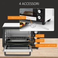 Fornetto Elettrico 16L Temperatura Regolabile e Timer, 3 Metodi di Cottura e Accessori, 1400W, Bianco