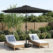 Ombrellone da giardino-Parasol da giardino con luci LED e base 300 x 300 cm Poliestere 735201