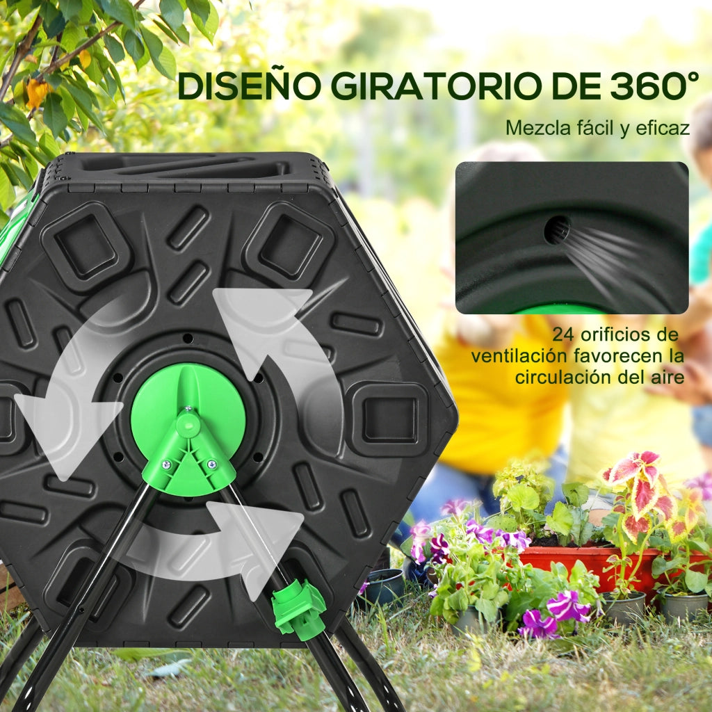 Compostatore Rotante 65L ¨C zephmum ¨C Acciaio 60x49x77 cm